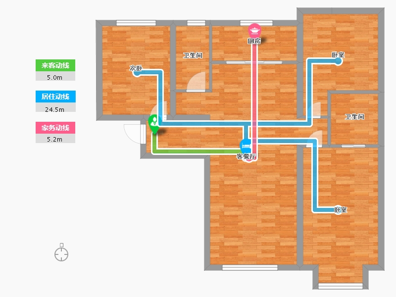 北京-北京市-京投发展公园悦府E户型136m²-98.15-户型库-动静线