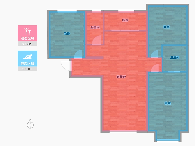 北京-北京市-京投发展公园悦府E户型136m²-98.15-户型库-动静分区