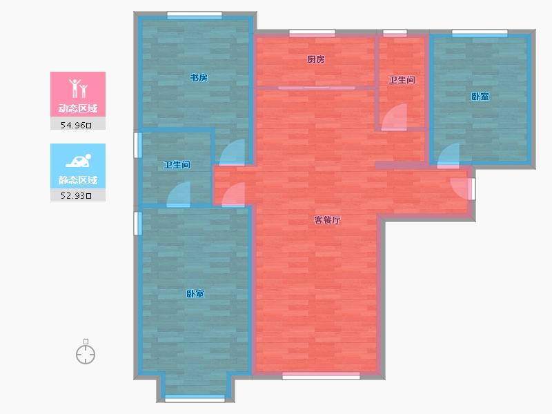 北京-北京市-京投发展公园悦府ES反户型136m²-97.29-户型库-动静分区