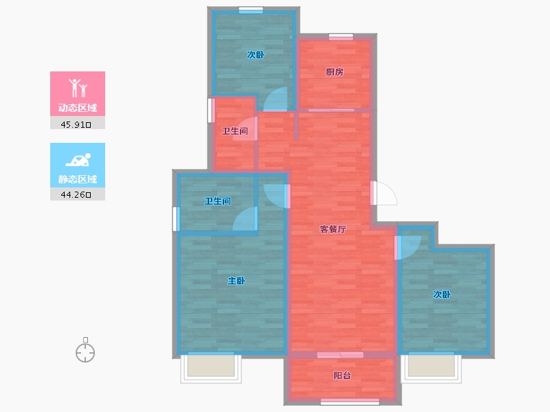 江苏省-苏州市-悦未来朗庭-80.00-户型库-动静分区