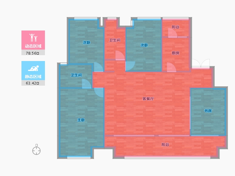 重庆-重庆市-中交中央公园套内124m²-130.34-户型库-动静分区