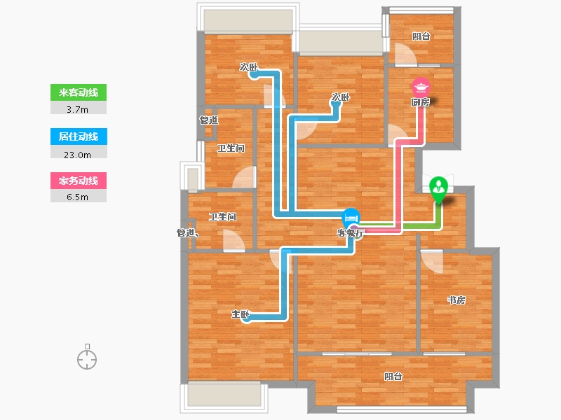 重庆-重庆市-中交中央公园套内106m²-106.00-户型库-动静线