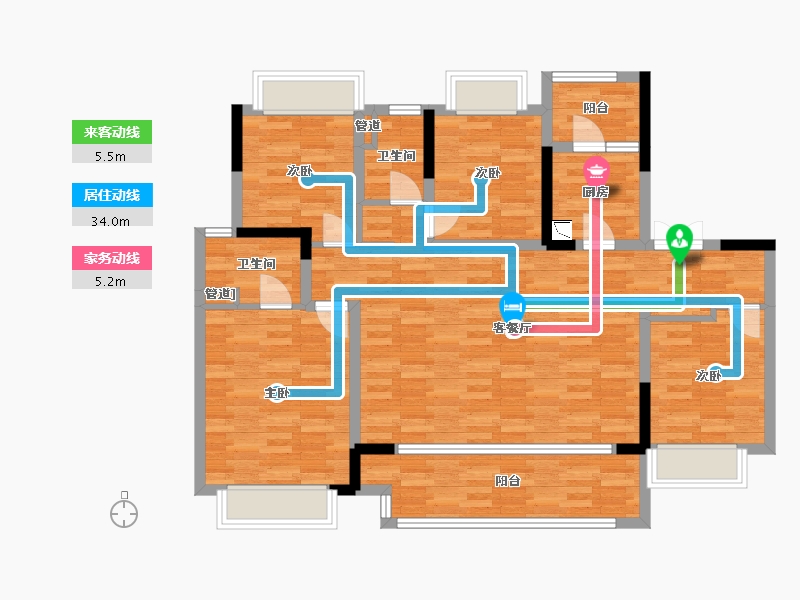 重庆-重庆市-中交中央公园C98-2地块3号楼,C105地块洋房15号楼套内112m²-106.40-户型库-动静线