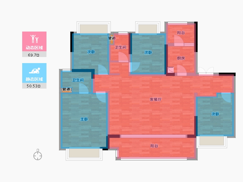 重庆-重庆市-中交中央公园C98-2地块3号楼,C105地块洋房15号楼套内112m²-106.40-户型库-动静分区