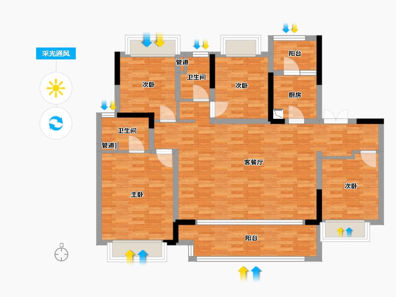 重庆-重庆市-中交中央公园C98-2地块3号楼,C105地块洋房15号楼套内112m²-106.40-户型库-采光通风