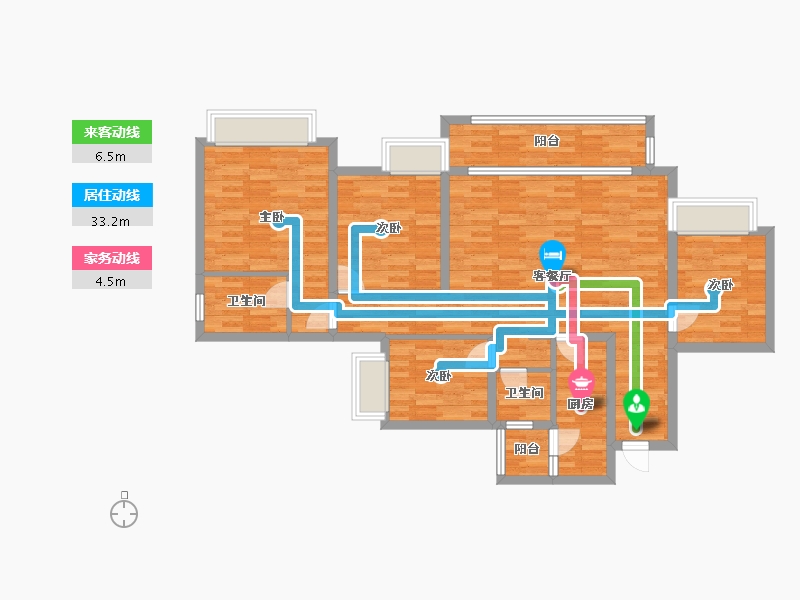 重庆-重庆市-中交中央公园C98-2地块2号楼,C98-2地块3号楼套内104m²-104.01-户型库-动静线