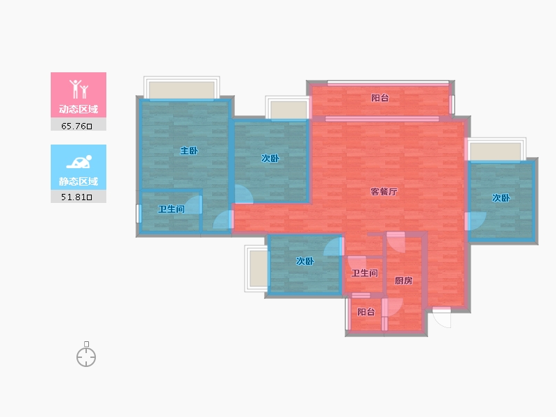 重庆-重庆市-中交中央公园C98-2地块2号楼,C98-2地块3号楼套内104m²-104.01-户型库-动静分区