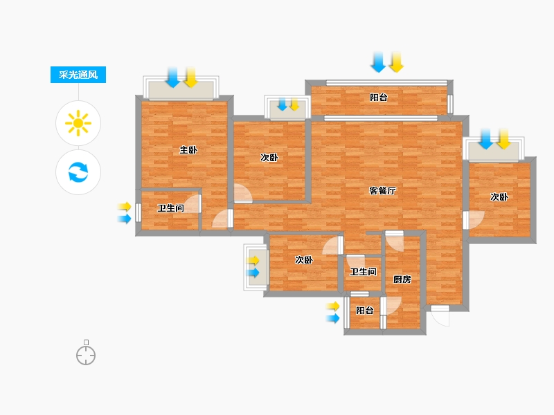 重庆-重庆市-中交中央公园C98-2地块2号楼,C98-2地块3号楼套内104m²-104.01-户型库-采光通风