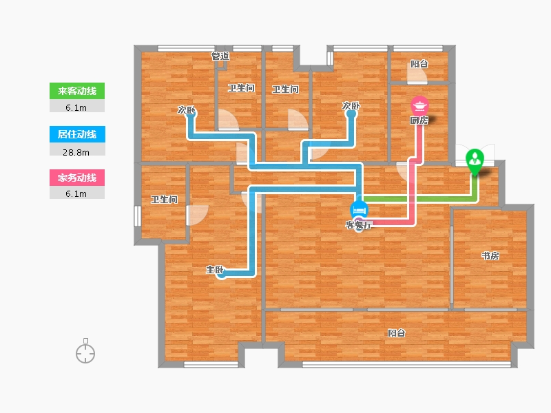 重庆-重庆市-中交中央公园套内138m²-146.75-户型库-动静线