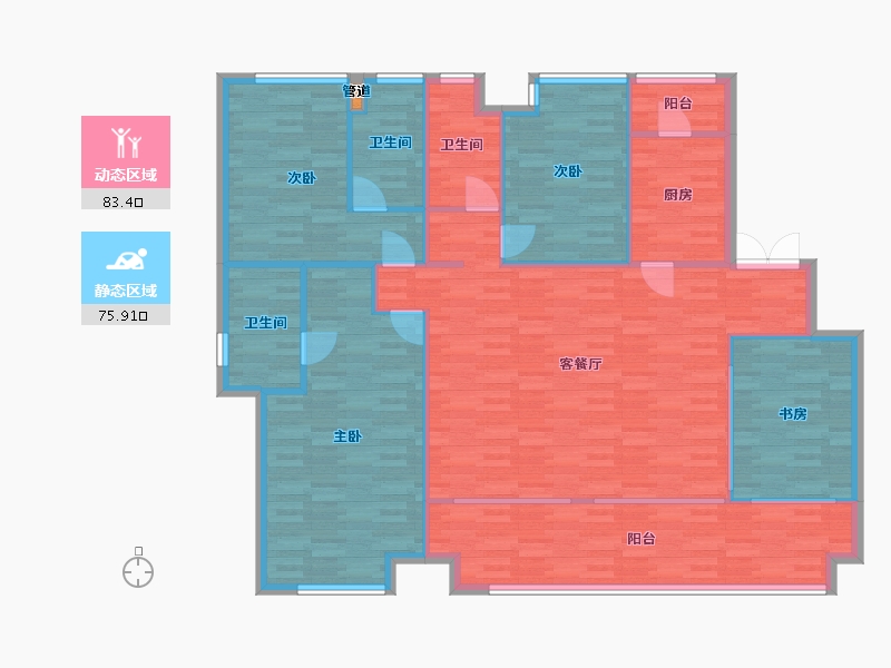 重庆-重庆市-中交中央公园套内138m²-146.75-户型库-动静分区