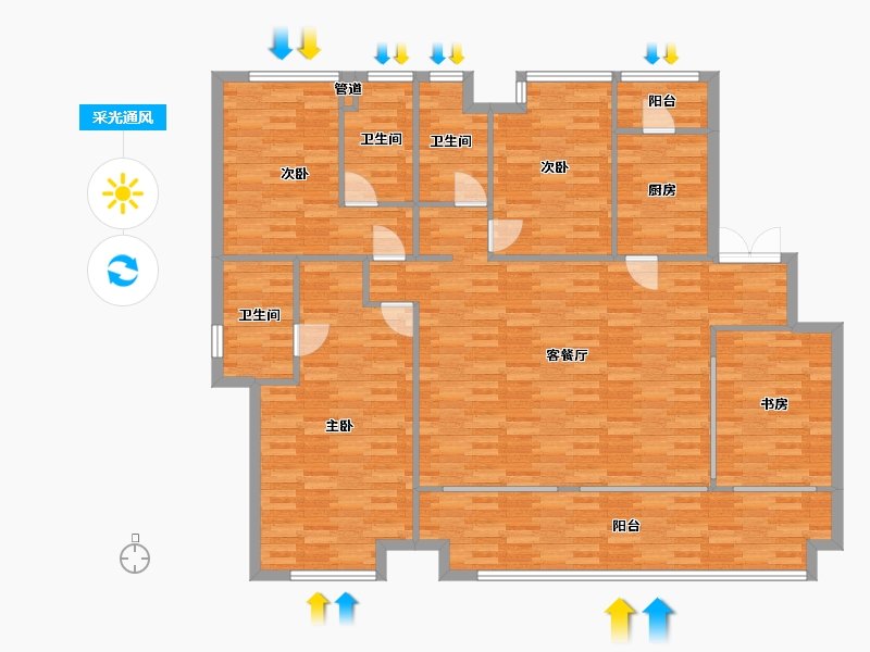 重庆-重庆市-中交中央公园套内138m²-146.75-户型库-采光通风