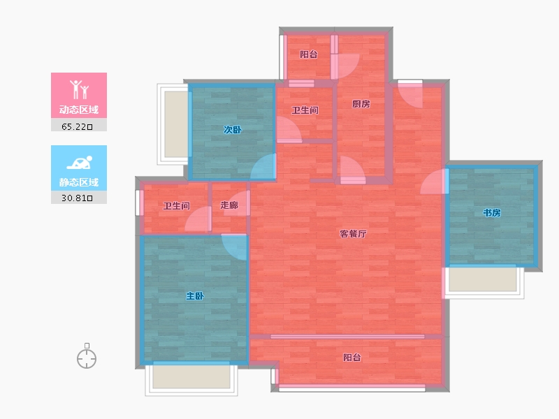 重庆-重庆市-中交中央公园C98-2地块2号楼,C98-2地块3号楼,C111地块高层-4号楼套内86m-86.00-户型库-动静分区