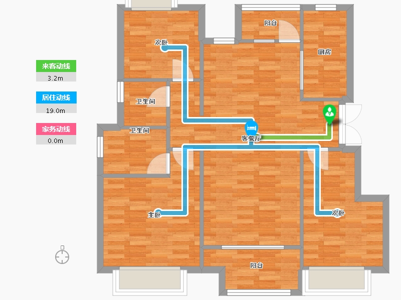 重庆-重庆市-中交中央公园C92号地块8号楼,9号楼,10号楼,C111地块高层-4号楼套内90m²-85.66-户型库-动静线