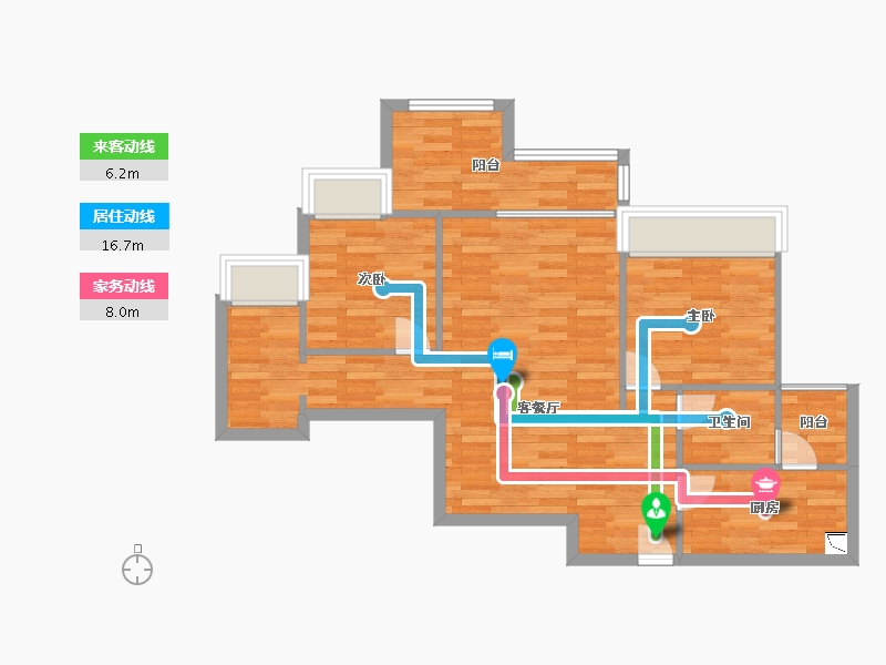 重庆-重庆市-桃源居国际花园5期3号楼套内71m²-71.00-户型库-动静线