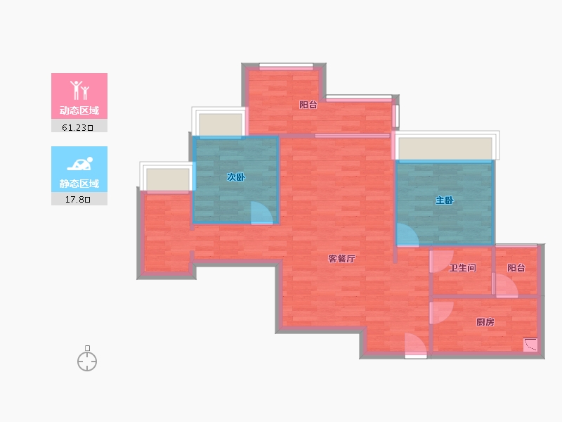 重庆-重庆市-桃源居国际花园5期3号楼套内71m²-71.00-户型库-动静分区