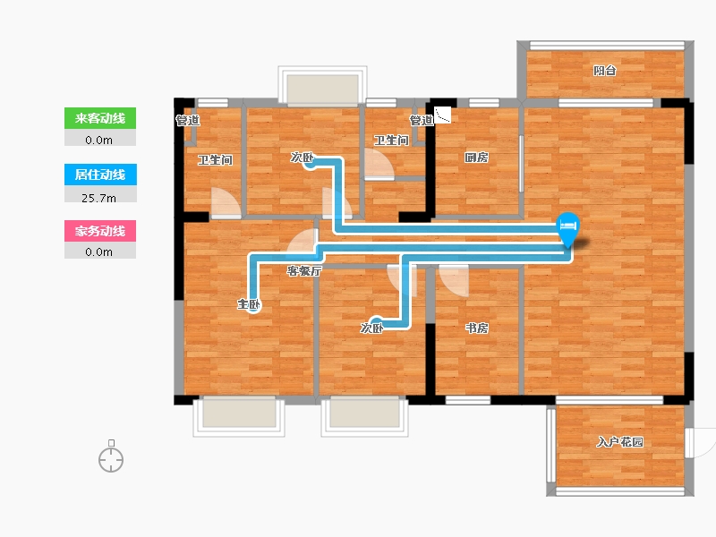 重庆-重庆市-未来城市2期洋房1,2,3,4,5,6,7,8号楼套内116m²-106.89-户型库-动静线