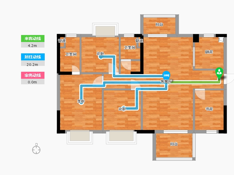 重庆-重庆市-未来城市2期洋房8号楼套内104m²-93.59-户型库-动静线