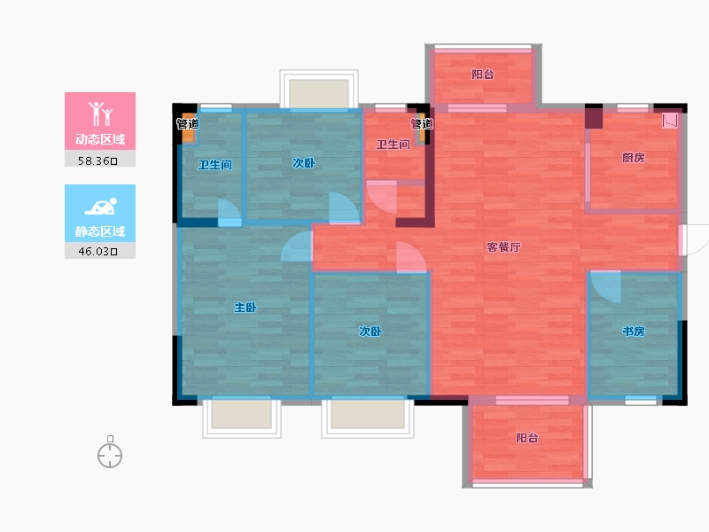 重庆-重庆市-未来城市2期洋房8号楼套内104m²-93.59-户型库-动静分区