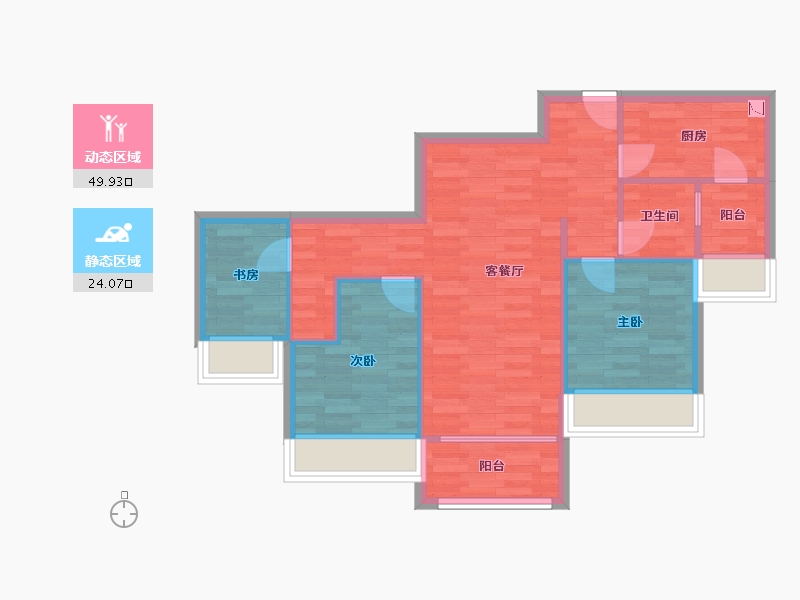 重庆-重庆市-桃源居国际花园5期3号楼套内66m²-66.00-户型库-动静分区