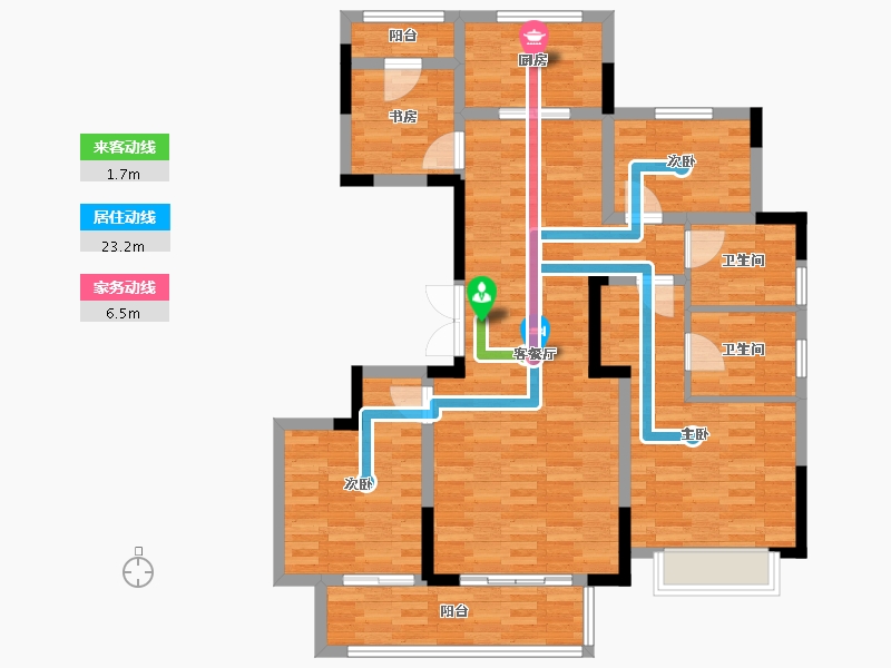 浙江省-宁波市-慈溪新城吾悦广场-104.00-户型库-动静线