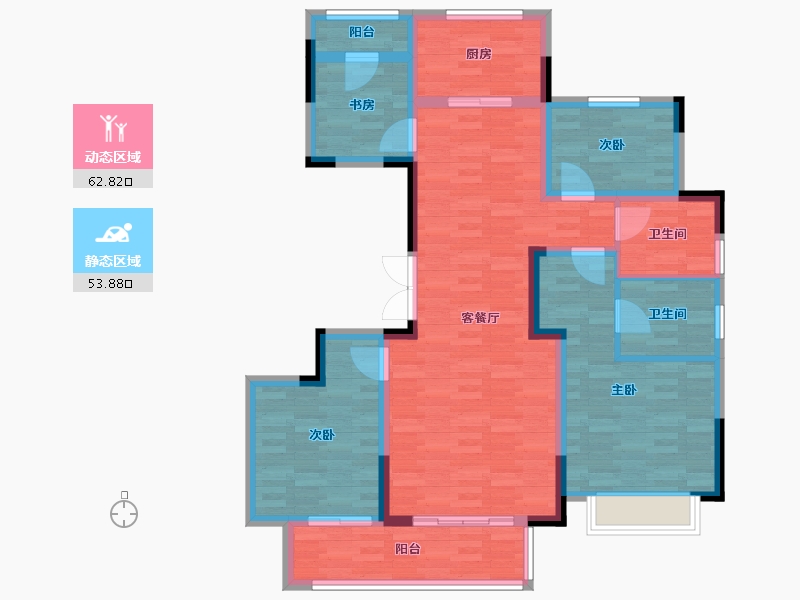 浙江省-宁波市-慈溪新城吾悦广场-104.00-户型库-动静分区