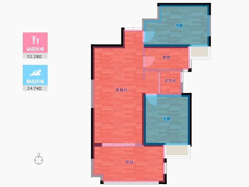 湖南省-长沙市-明发阅江悦府-68.98-户型库-动静分区