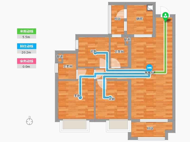 重庆-重庆市-重庆合景誉峰洋房5号楼套内82m²-74.42-户型库-动静线