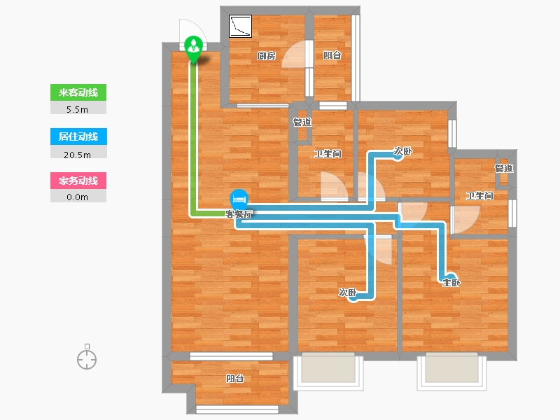 重庆-重庆市-重庆合景誉峰高层1号楼套内82m²-74.21-户型库-动静线