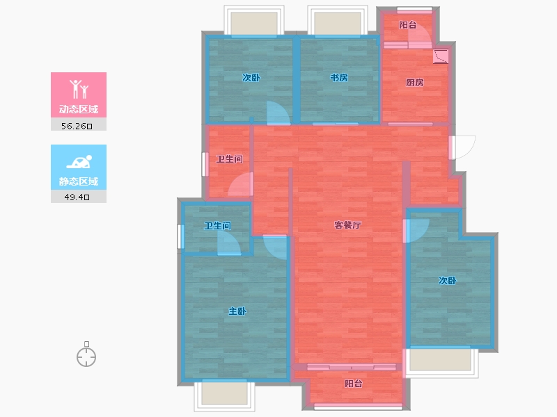 重庆-重庆市-重庆合景誉峰洋房3号楼,洋房4号楼套内104m²-94.02-户型库-动静分区