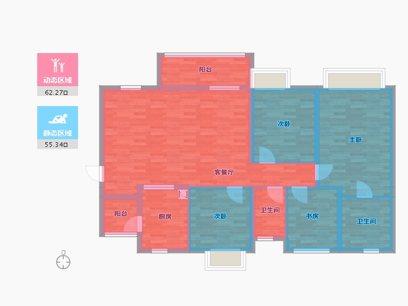 重庆-重庆市-重庆合景誉峰套内117m²-104.80-户型库-动静分区