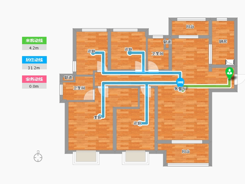 重庆-重庆市-重庆合景誉峰套内111m²-96.88-户型库-动静线