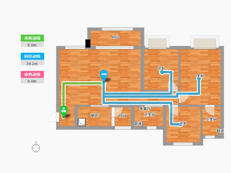 重庆-重庆市-重庆合景誉峰高层1号楼,洋房4号楼套内97m²-88.07-户型库-动静线