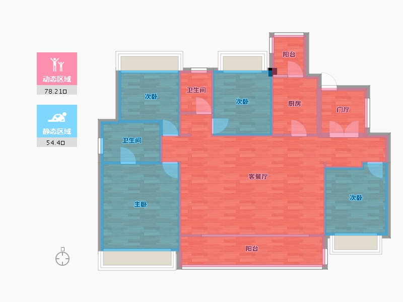 重庆-重庆市-中粮中央公园祥云大平层2号楼套内119m²-121.02-户型库-动静分区