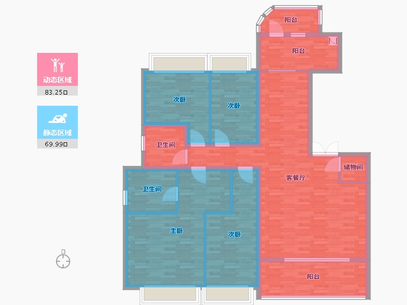 重庆-重庆市-龙湖舜山府二期7,8,2,3,4,5,6号楼套内137m²-137.00-户型库-动静分区