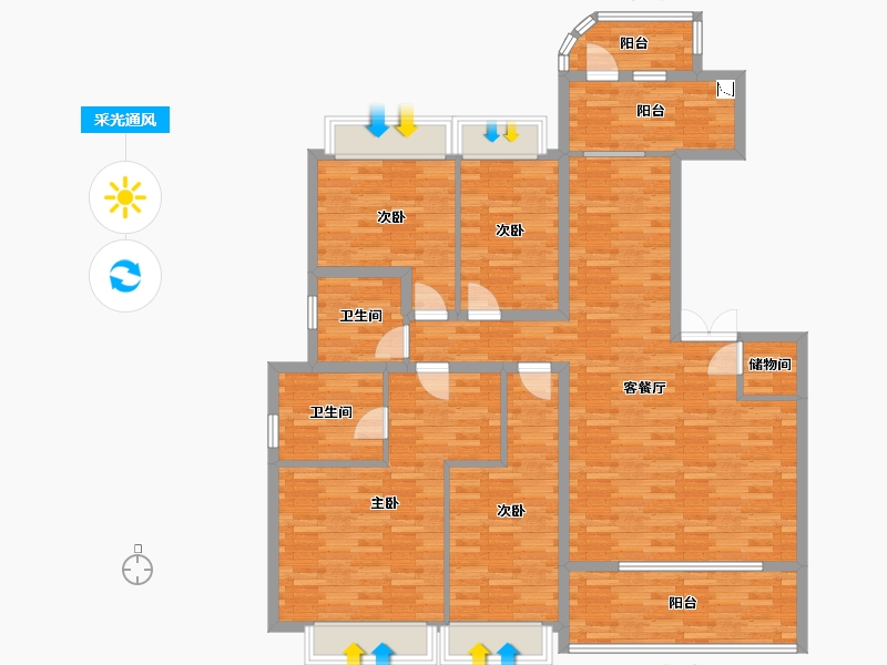 重庆-重庆市-龙湖舜山府二期7,8,2,3,4,5,6号楼套内137m²-137.00-户型库-采光通风