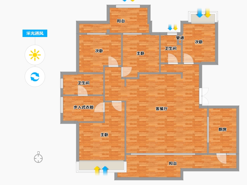 重庆-重庆市-两江御园4期洋房1号楼,4期洋房5号楼套内159m²-159.00-户型库-采光通风