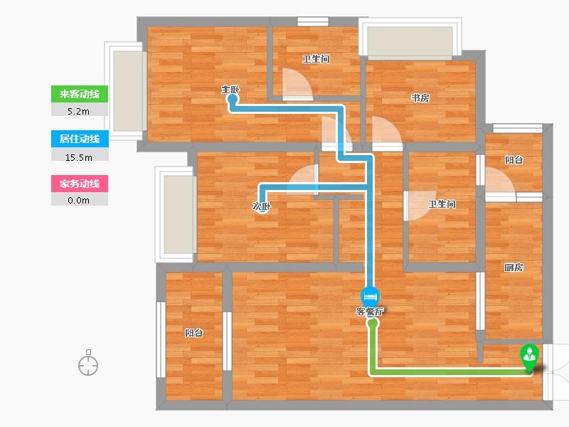 重庆-重庆市-蓝光悦江府3期高层2号楼套内85m²-77.59-户型库-动静线