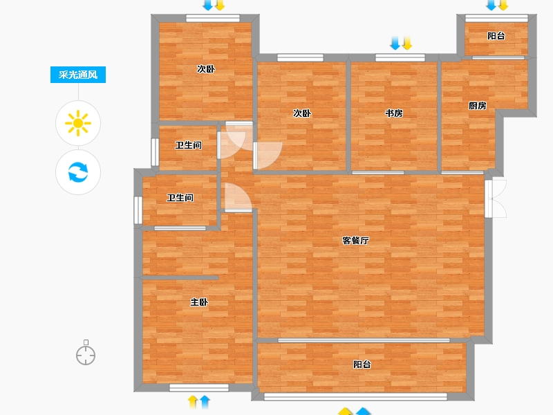 重庆-重庆市-蓝光悦江府套内111m²-111.00-户型库-采光通风