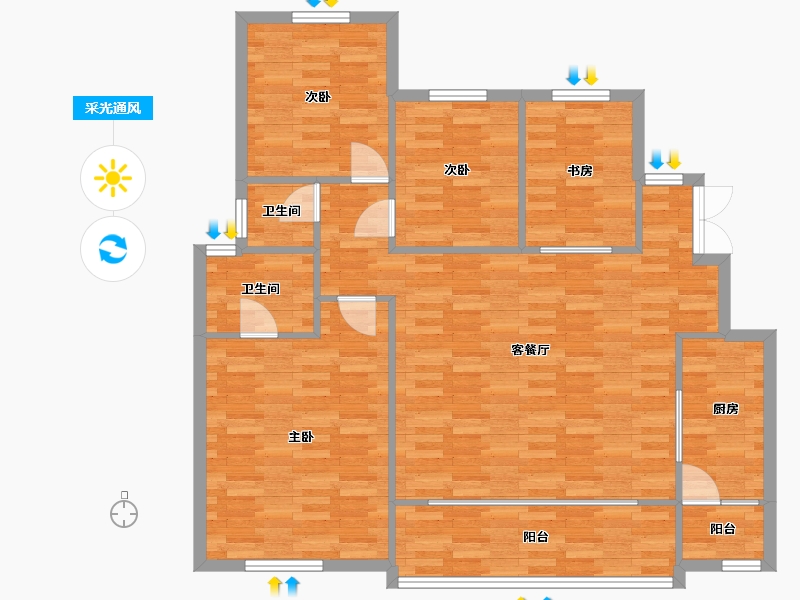 重庆-重庆市-蓝光悦江府套内110m²-110.00-户型库-采光通风