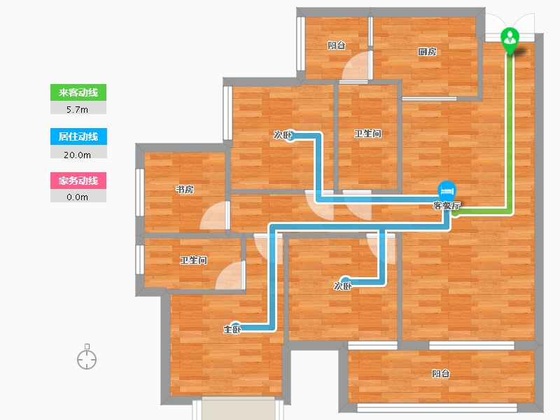 重庆-重庆市-蓝光悦江府套内94m²-88.28-户型库-动静线