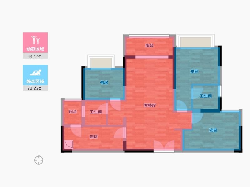 重庆-重庆市-蓝光悦江府3期高层2号楼套内78m²-71.72-户型库-动静分区