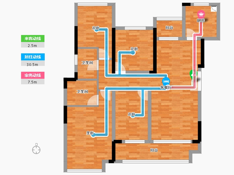 重庆-重庆市-金科美的碧桂园金辉曲建礼悦江山18号楼,11-1号楼,16号楼套内103m²-99.87-户型库-动静线