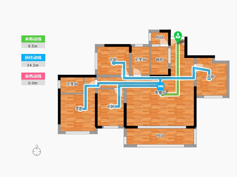 重庆-重庆市-金辉中央铭著高层B4套内107m²-108.84-户型库-动静线