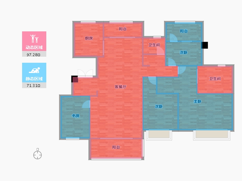 重庆-重庆市-华润公园九里套内129m²-154.33-户型库-动静分区