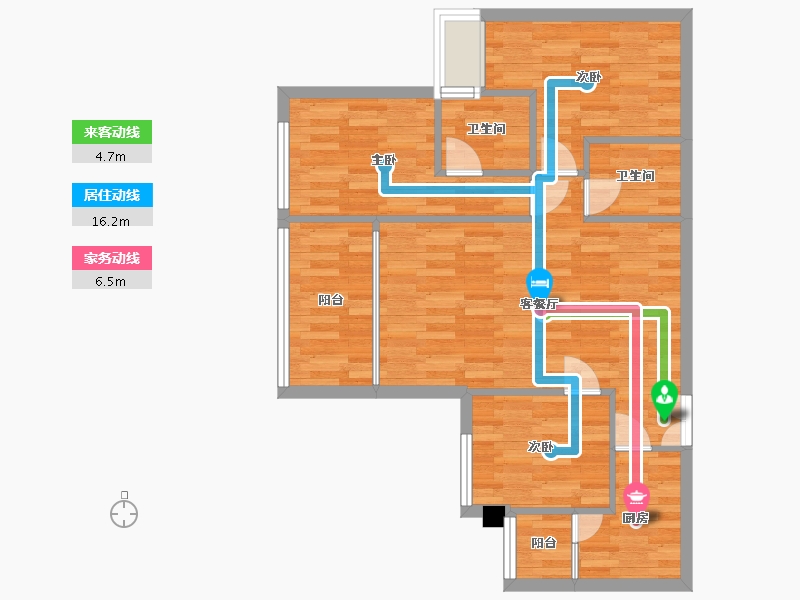 重庆-重庆市-金辉中央铭著套内70m²-70.00-户型库-动静线