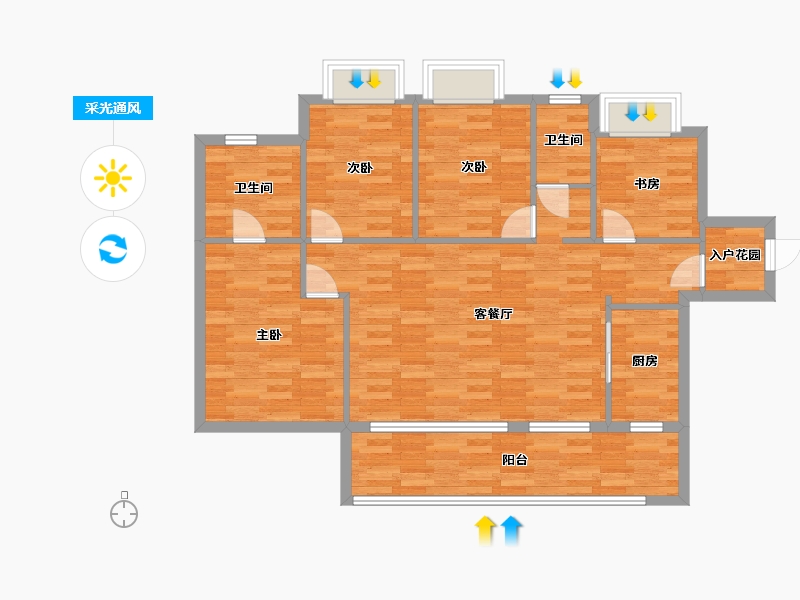 重庆-重庆市-华润公园九里套内110m²-99.18-户型库-采光通风