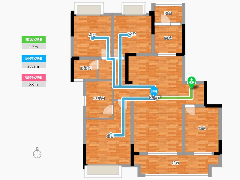 重庆-重庆市-华润公园九里套内122m²-115.09-户型库-动静线