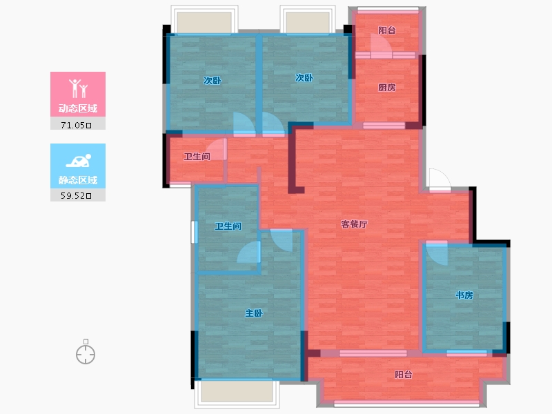 重庆-重庆市-华润公园九里套内122m²-115.09-户型库-动静分区