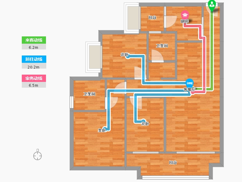 重庆-重庆市-华润公园九里套内94m²-83.74-户型库-动静线