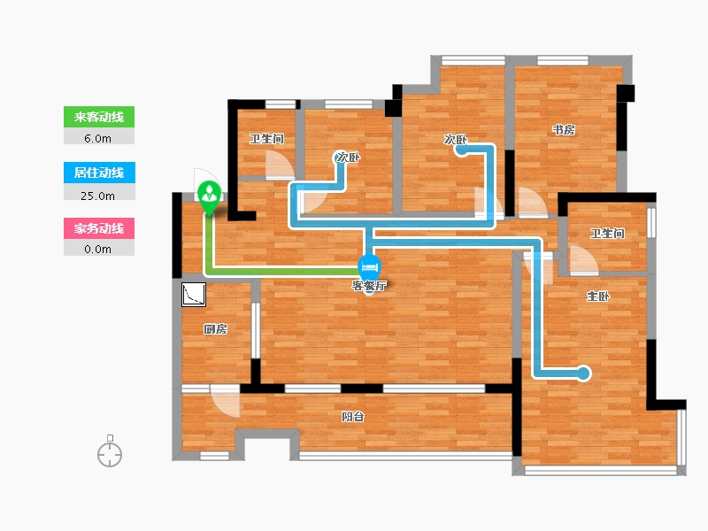 重庆-重庆市-华润公园九里G1号楼套内106m²-106.90-户型库-动静线